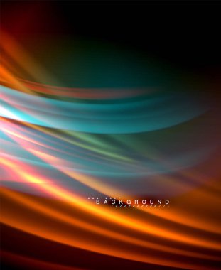 Neon parlayan dalga, sihirli enerji ve ışık arka plan. Vektör duvar kağıdı şablonu