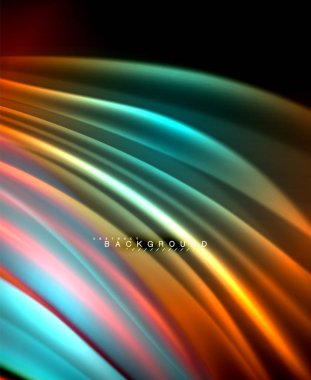 Neon parlayan dalga, sihirli enerji ve ışık arka plan. Vektör duvar kağıdı şablonu