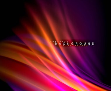 Neon parlayan dalga, sihirli enerji ve ışık arka plan. Vektör duvar kağıdı şablonu