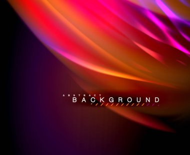 Neon parlayan dalga, sihirli enerji ve ışık arka plan. Vektör duvar kağıdı şablonu