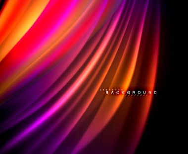 Neon parlayan dalga, sihirli enerji ve ışık arka plan. Vektör duvar kağıdı şablonu