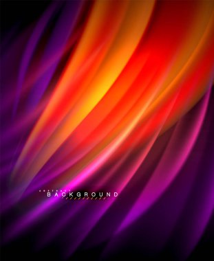 Neon parlayan dalga, sihirli enerji ve ışık arka plan. Vektör duvar kağıdı şablonu