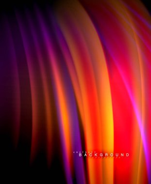 Neon parlayan dalga, sihirli enerji ve ışık arka plan. Vektör duvar kağıdı şablonu, illüstrasyon