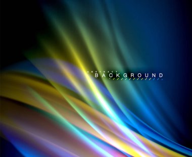 Neon parlayan dalga, sihirli enerji ve ışık arka plan. Vektör duvar kağıdı şablonu