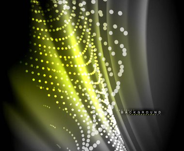 Neon parlayan techno hatları, yüksek teknoloji fütüristik arka plan şablonu kare şekilleri ile