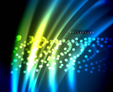 Neon parlayan techno hatları, yüksek teknoloji fütüristik arka plan şablonu kare şekilleri ile