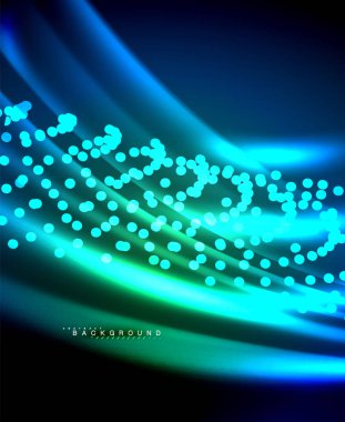 Neon parlayan techno hatları, yüksek teknoloji fütüristik arka plan şablonu kare şekilleri ile