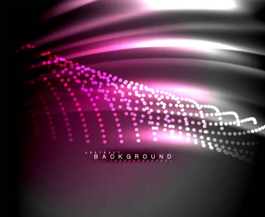 Neon parlayan techno hatları, yüksek teknoloji fütüristik arka plan şablonu kare şekilleri ile