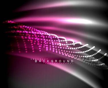 Neon parlayan techno hatları, yüksek teknoloji fütüristik arka plan şablonu kare şekilleri ile