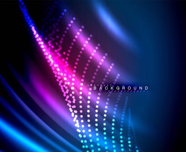 Neon parlayan tekno çizgiler, kare şekilli ileri teknoloji soyut arka plan şablonu. vektör illüstrasyonu