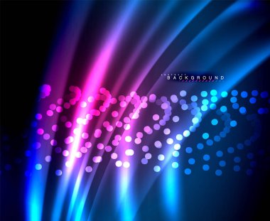 Neon parlayan techno hatları, yüksek teknoloji fütüristik arka plan şablonu kare şekilleri ile