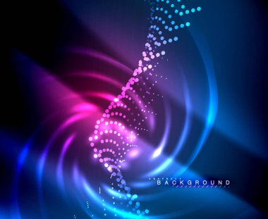 Neon parlayan techno hatları, yüksek teknoloji fütüristik arka plan şablonu kare şekilleri ile