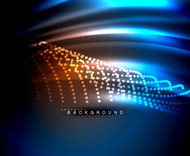 Neon parlayan techno hatları, yüksek teknoloji fütüristik arka plan şablonu kare şekilleri ile