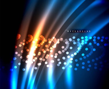 Neon parlayan techno hatları, yüksek teknoloji fütüristik arka plan şablonu kare şekilleri ile