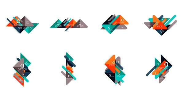 Set of triangle options infographics, data visualization layouts — Stock Vector