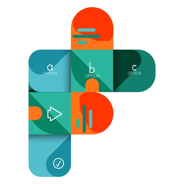 Infografik Option und Schritt für Schritt in abgerundeten Quadraten, Element von Diagramm, Diagramm, Diagramm mit Optionen, Teilen, Prozessen — Stockvektor