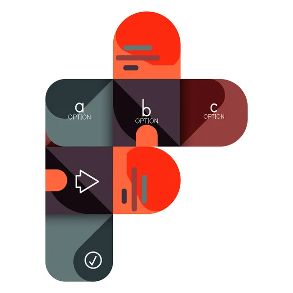 Opção de infográficos e passo a passo em quadrados arredondados, elemento de gráfico, gráfico, diagrama com opções, peças, processos — Vetor de Stock