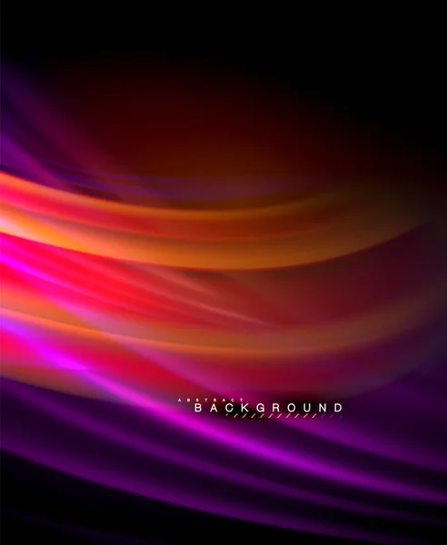 Neon gloeiende Golf, magische energie en lichte beweging achtergrond. Vector behang sjabloon — Stockvector