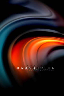 Sıvı sıvı parlak renkler tasarım, renkli mermer veya plastik dalgalı doku arka plan, siyah, iş veya teknoloji sunu veya web broşür için parlak renkli öğeleri kapak tasarımı