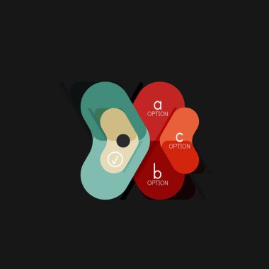 Düz tasarım geometrik infographics, ok şekli vektör etiket veya etiket, Fiyat etiketleri, promosyon rozet, simgesi tasarım, kağıt tarzı düzeni verileri grafik görselleştirme adım adım süreci için için teklif