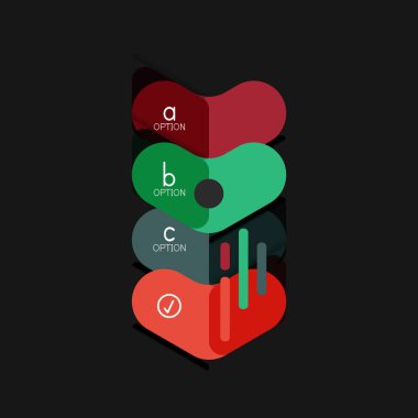 Düz tasarım geometrik infographics, ok şekli vektör etiket veya etiket, Fiyat etiketleri, promosyon rozet, simgesi tasarım, kağıt tarzı düzeni verileri grafik görselleştirme adım adım süreci için için teklif