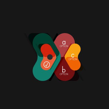 Düz tasarım geometrik infographics, ok şekli vektör etiket veya etiket, Fiyat etiketleri, promosyon rozet, simgesi tasarım, kağıt tarzı düzeni verileri grafik görselleştirme adım adım süreci için için teklif