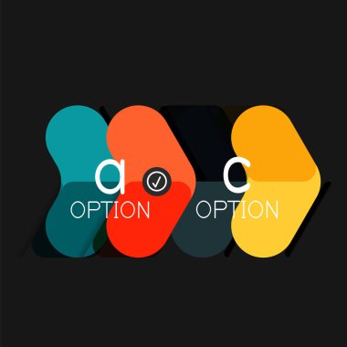 Düz tasarım geometrik infographics, ok şekli vektör etiket veya etiket, Fiyat etiketleri, promosyon rozet, simgesi tasarım, kağıt tarzı düzeni verileri grafik görselleştirme adım adım süreci için için teklif