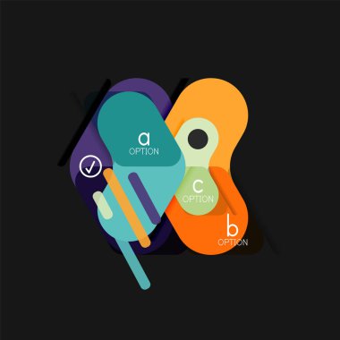 Düz tasarım geometrik infographics, ok şekli vektör etiket veya etiket, Fiyat etiketleri, promosyon rozet, simgesi tasarım, kağıt tarzı düzeni verileri grafik görselleştirme adım adım süreci için için teklif