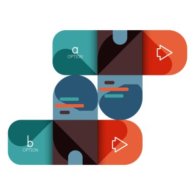 Infographics seçeneği ve adım adım içinde yuvarlak kareler, grafik, grafik, diyagram seçenekleri, parçalar, süreçleri ile unsuru