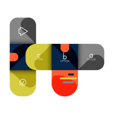 Infographics seçeneği ve adım adım içinde yuvarlak kareler, grafik, grafik, diyagram seçenekleri, parçalar, süreçleri ile unsuru