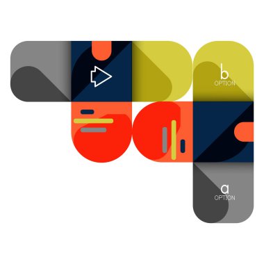 Infographics seçeneği ve adım adım içinde yuvarlak kareler, grafik, grafik, diyagram seçenekleri, parçalar, süreçleri ile unsuru