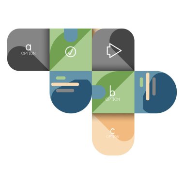 Infographics seçeneği ve adım adım içinde yuvarlak kareler, grafik, grafik, diyagram seçenekleri, parçalar, süreçleri ile unsuru