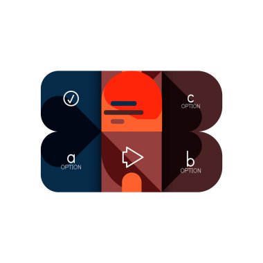 Infographics seçeneği ve adım adım içinde yuvarlak kareler, grafik, grafik, diyagram seçenekleri, parçalar, süreçleri ile unsuru