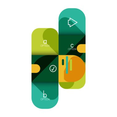 Infographics seçeneği ve adım adım içinde yuvarlak kareler, grafik, grafik, diyagram seçenekleri, parçalar, süreçleri ile unsuru