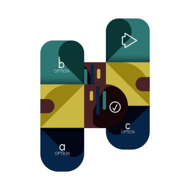 Infographics seçeneği ve adım adım içinde yuvarlak kareler, grafik, grafik, diyagram seçenekleri, parçalar, süreçleri ile unsuru