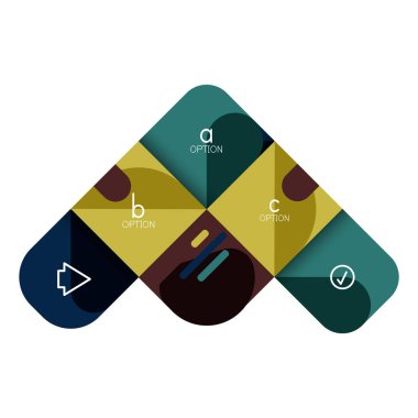 Infographics seçeneği ve adım adım içinde yuvarlak kareler, grafik, grafik, diyagram seçenekleri, parçalar, süreçleri ile unsuru