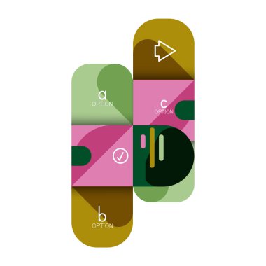 Infographics seçeneği ve adım adım içinde yuvarlak kareler, grafik, grafik, diyagram seçenekleri, parçalar, süreçleri ile unsuru