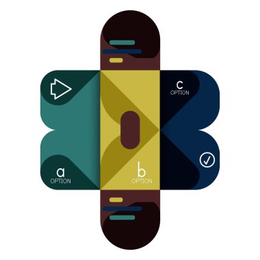 Infographics seçeneği ve adım adım içinde yuvarlak kareler, grafik, grafik, diyagram seçenekleri, parçalar, süreçleri ile unsuru