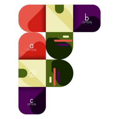 Infographics seçeneği ve adım adım içinde yuvarlak kareler, grafik, grafik, diyagram seçenekleri, parçalar, süreçleri ile unsuru