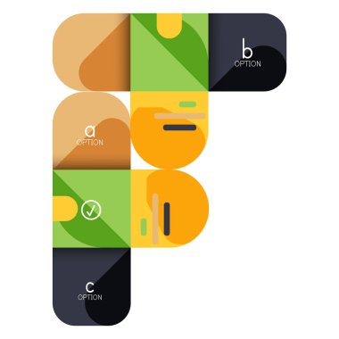 Infographics seçeneği ve adım adım içinde yuvarlak kareler, grafik, grafik, diyagram seçenekleri, parçalar, süreçleri ile unsuru