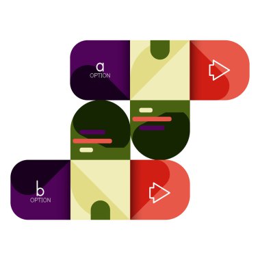 Infographics seçeneği ve adım adım içinde yuvarlak kareler, grafik, grafik, diyagram seçenekleri, parçalar, süreçleri ile unsuru