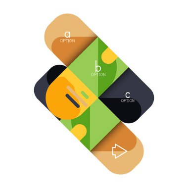 Infographics seçeneği ve adım adım içinde yuvarlak kareler, grafik, grafik, diyagram seçenekleri, parçalar, süreçleri ile unsuru