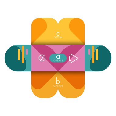 Infographics seçeneği ve adım adım içinde yuvarlak kareler, grafik, grafik, diyagram seçenekleri, parçalar, süreçleri ile unsuru