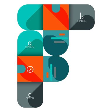 Infographics seçeneği ve adım adım içinde yuvarlak kareler, grafik, grafik, diyagram seçenekleri, parçalar, süreçleri ile unsuru