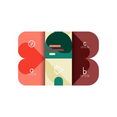 Infographics seçeneği ve adım adım içinde yuvarlak kareler, grafik, grafik, diyagram seçenekleri, parçalar, süreçleri ile unsuru