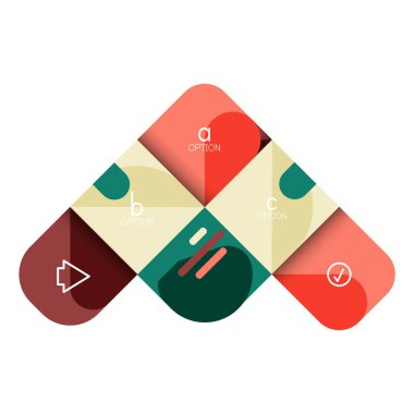 Infographics seçeneği ve adım adım içinde yuvarlak kareler, grafik, grafik, diyagram seçenekleri, parçalar, süreçleri ile unsuru