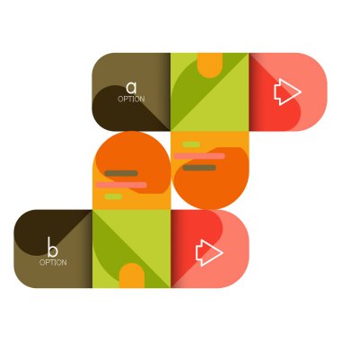 Infographics seçeneği ve adım adım içinde yuvarlak kareler, grafik, grafik, diyagram seçenekleri, parçalar, süreçleri ile unsuru