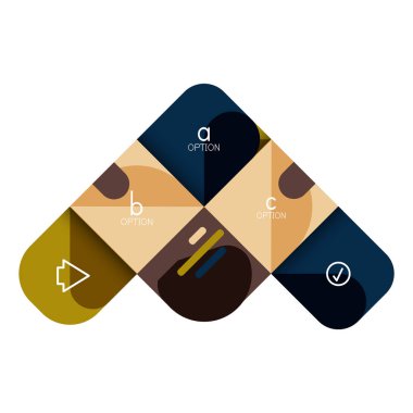 Infographics seçeneği ve adım adım içinde yuvarlak kareler, grafik, grafik, diyagram seçenekleri, parçalar, süreçleri ile unsuru