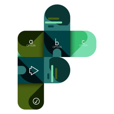 Infographics seçeneği ve adım adım içinde yuvarlak kareler, grafik, grafik, diyagram seçenekleri, parçalar, süreçleri ile unsuru