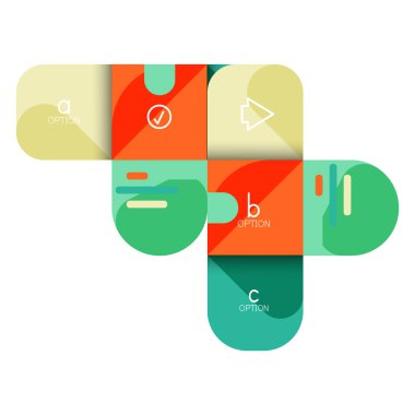 Infographics seçeneği ve adım adım içinde yuvarlak kareler, grafik, grafik, diyagram seçenekleri, parçalar, süreçleri ile unsuru